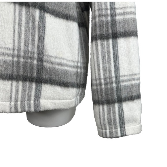 Melloday Jacket Shacket White Gray Plaid Waist Length Button Up Pocket Womens XL - Picture 4 of 10